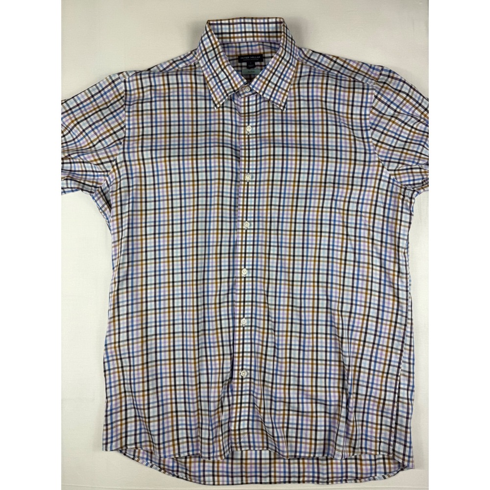 Peter Millar Button Down Shirt Large Multicolor Check Crown Crafted Flex Finish